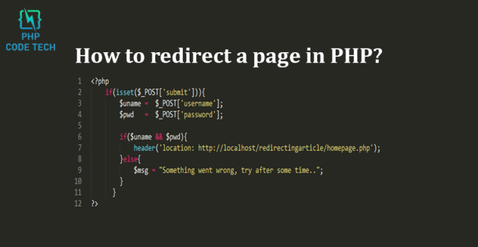 how to redirect a page in php